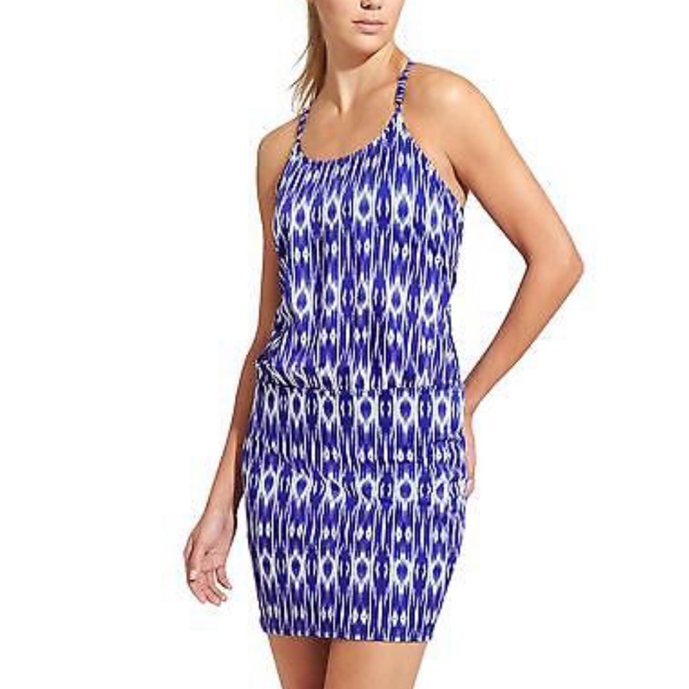 NWT Athleta Aqualuxe Blue Swim Dress